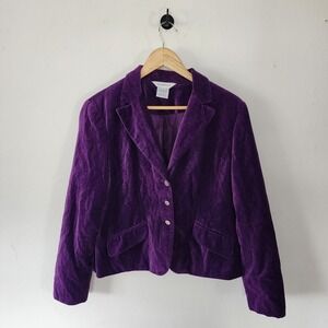 George Womens Purples Faux Velvet Jacket Size 14